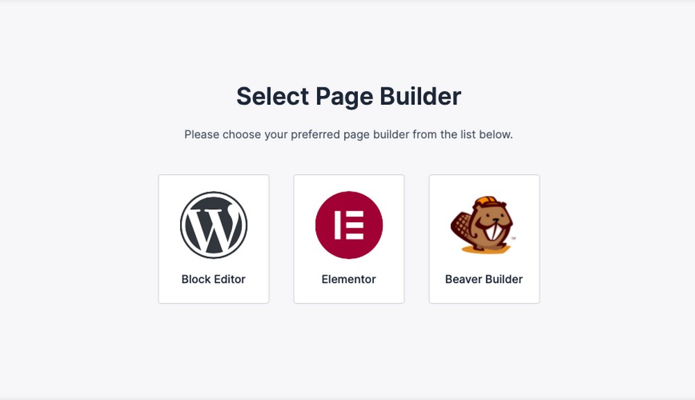 select the page builder of your choice