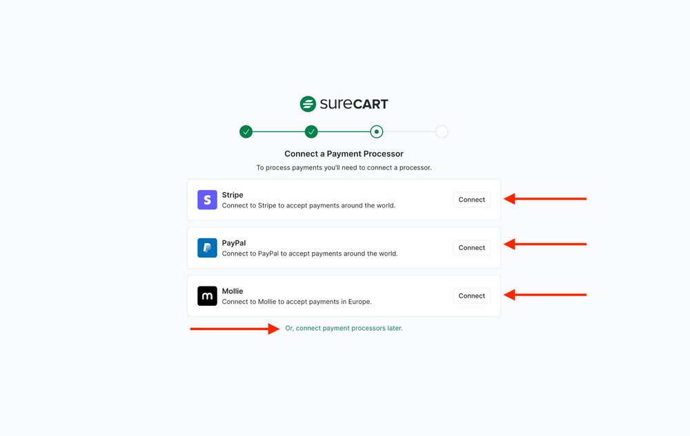 connect surecart with payment processor