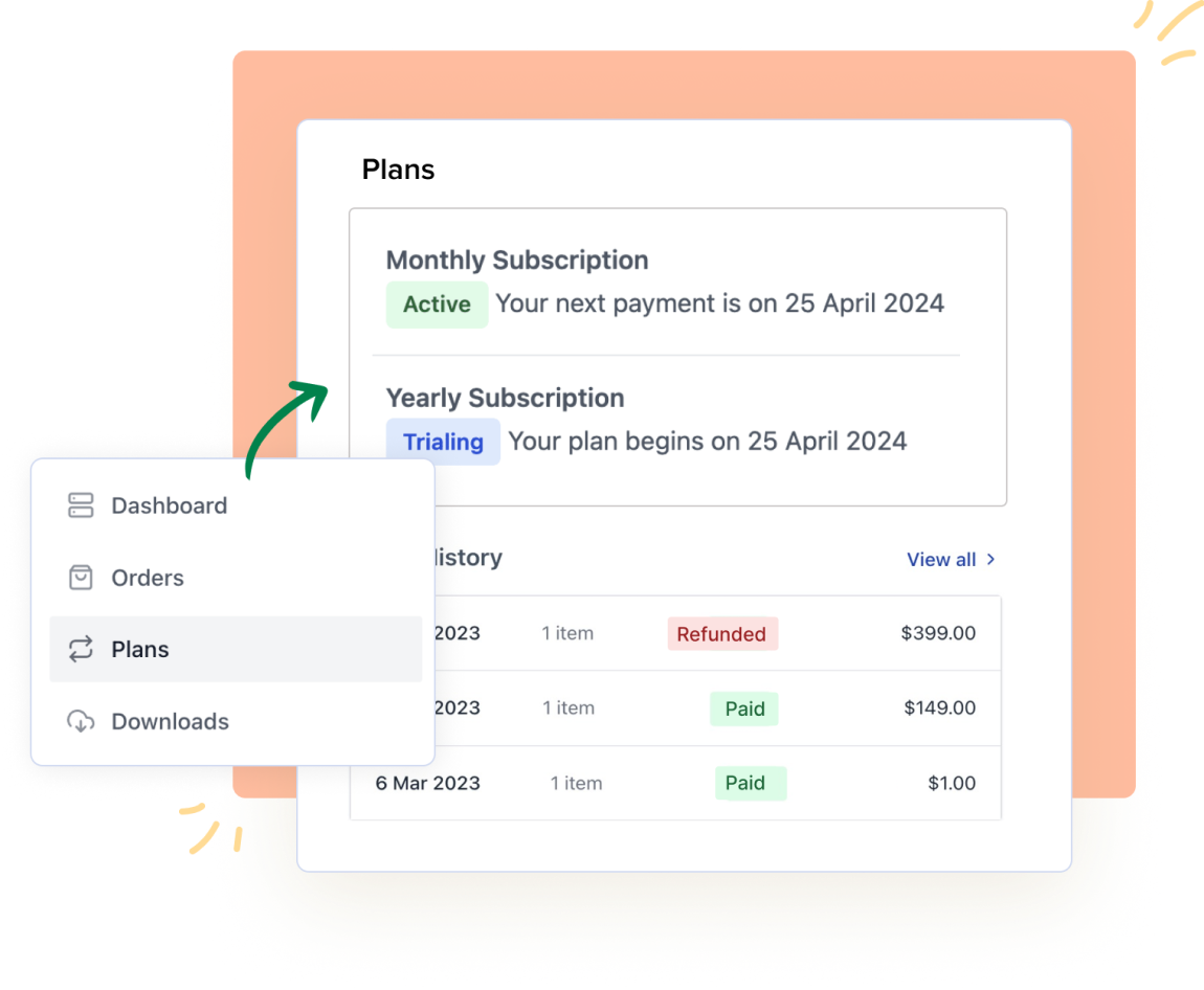 Digital Downloadable Products Customer Dashboard