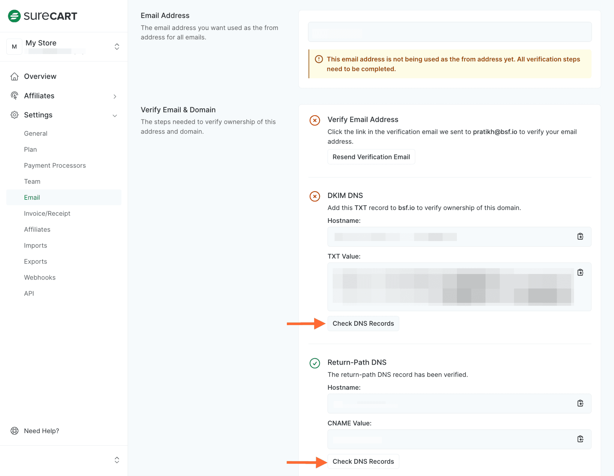 Configure DKIM DNS