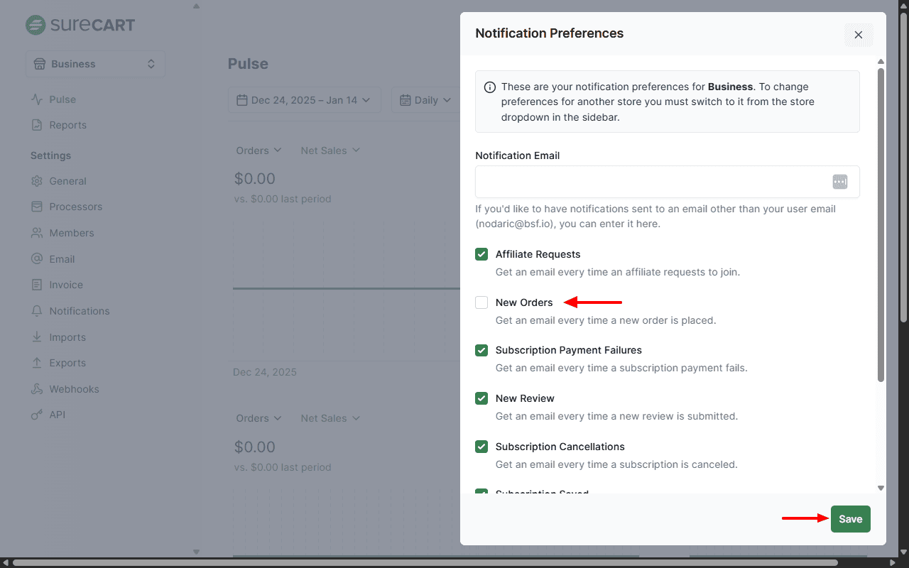 How to Manage Store Owner's Notifications on SureCart Image 147