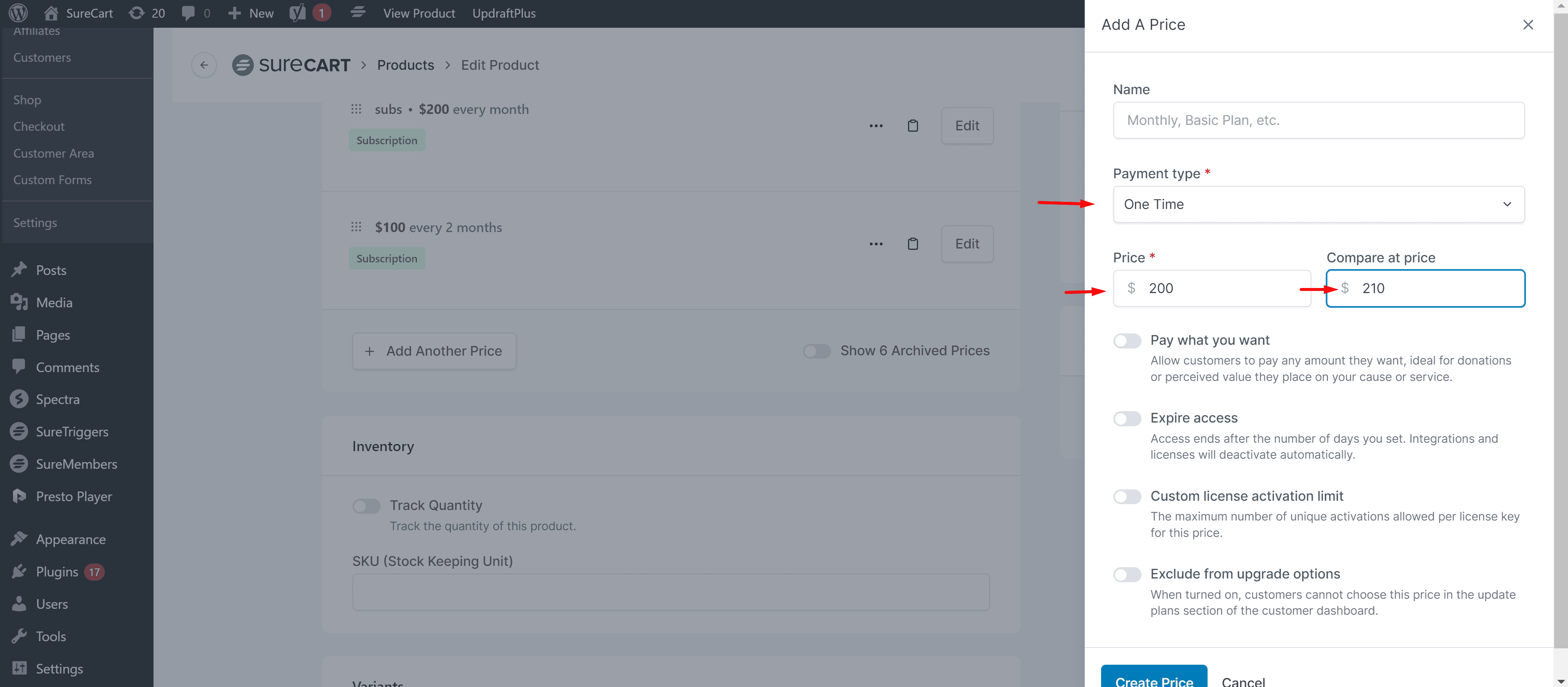 How to Set Up One Time Payment Type in SureCart Image 189