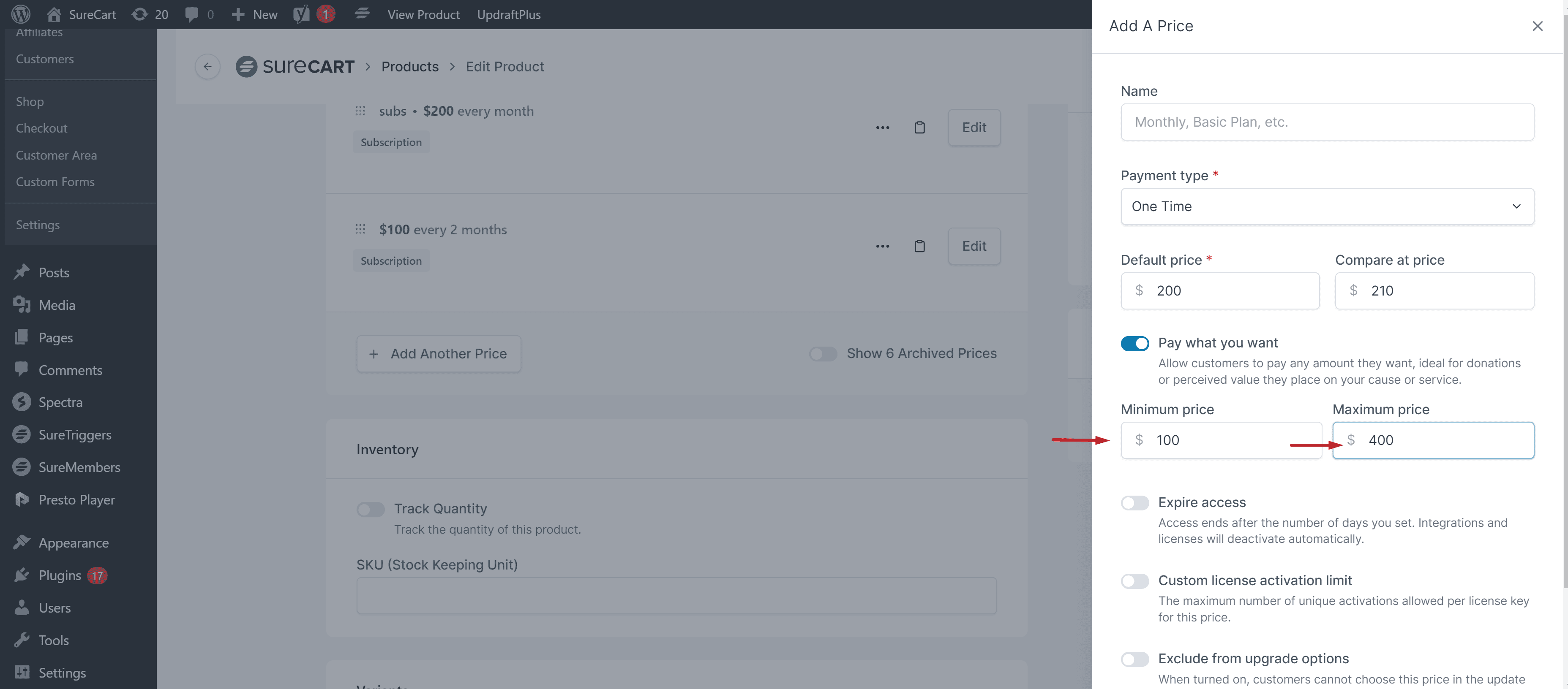How to Set Up One Time Payment Type in SureCart Image 190