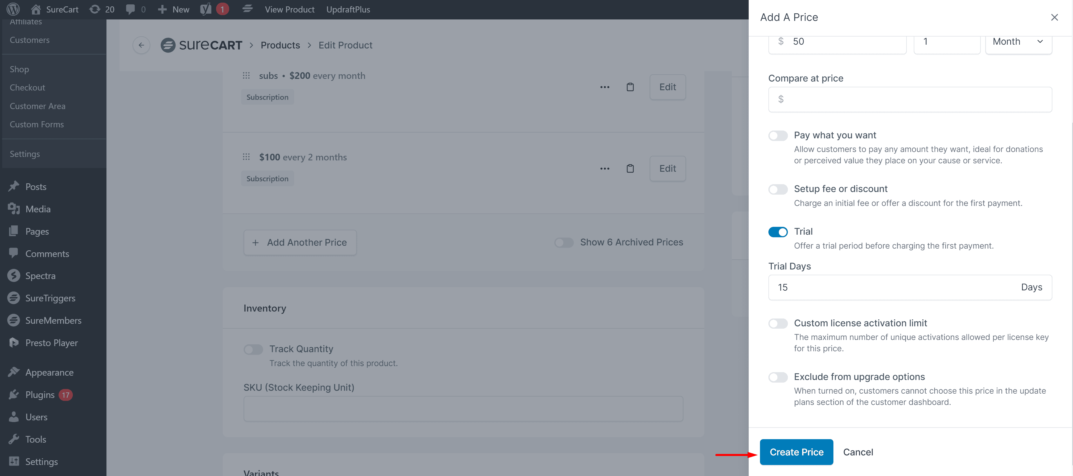 How to Set Up Subscription Plans with Trials in SureCart Image 195