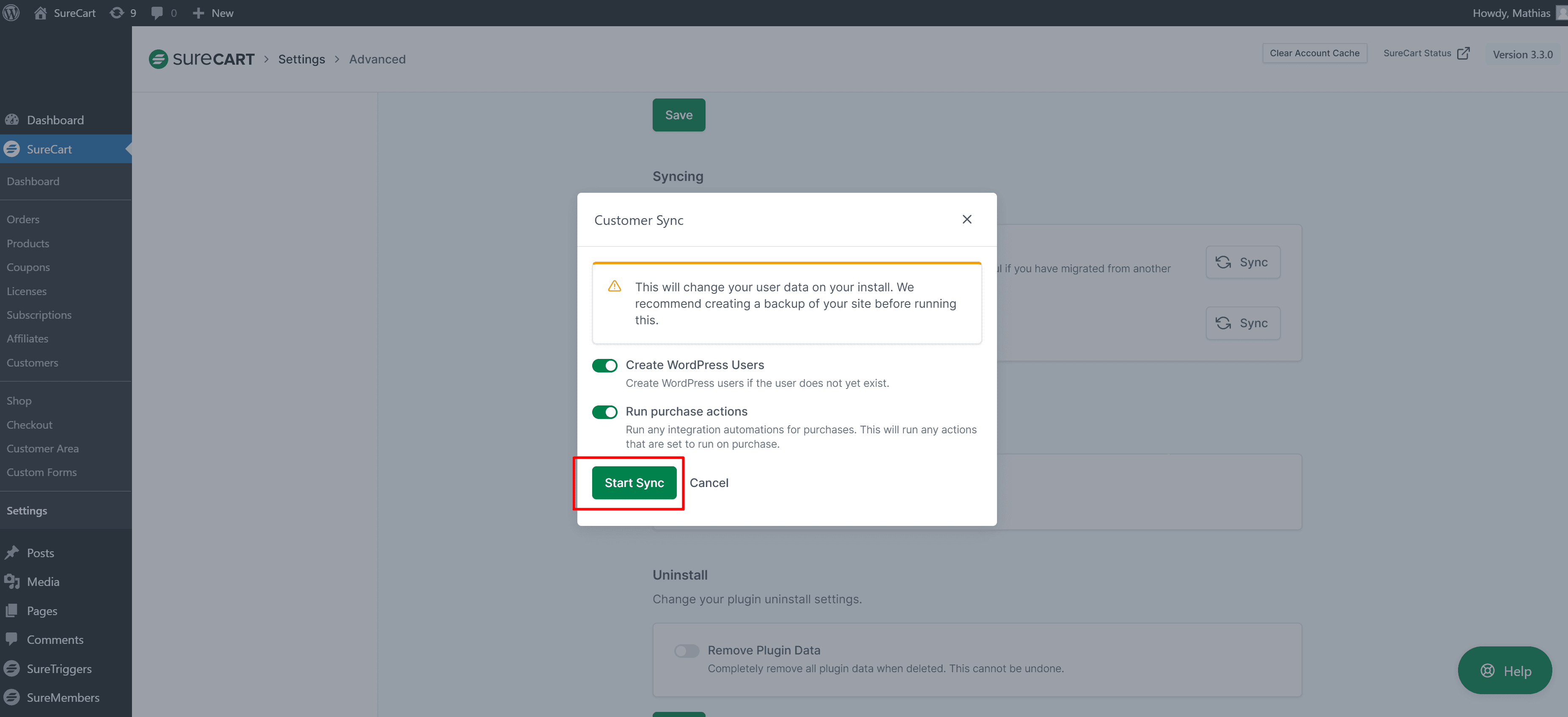 Manually Sync Your WordPress Users With SureCart Image 201