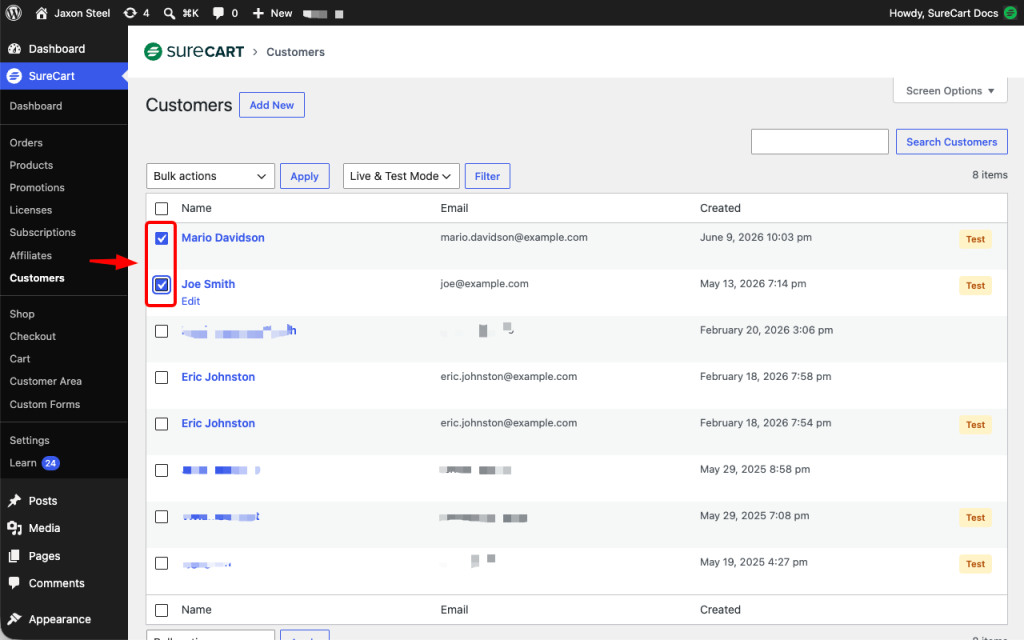 How to Delete a Customer in SureCart Image 265 1024x640