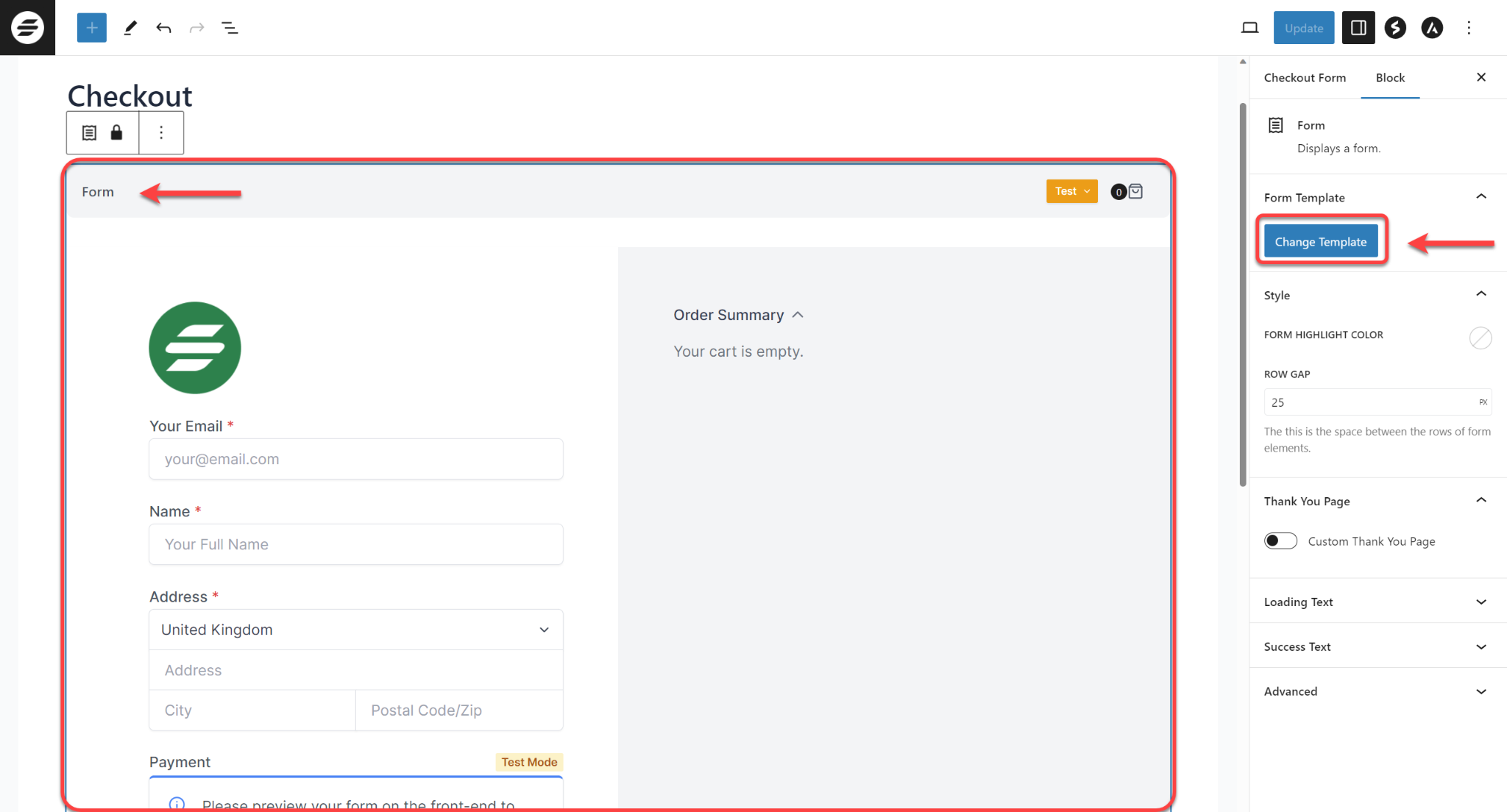 How to Change a Form Template SureCart Checkout Change Template