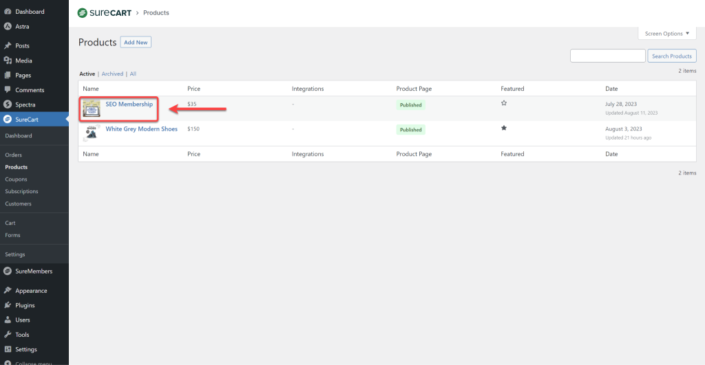 How to Set Up Instant Checkout Pages SureCart choose product