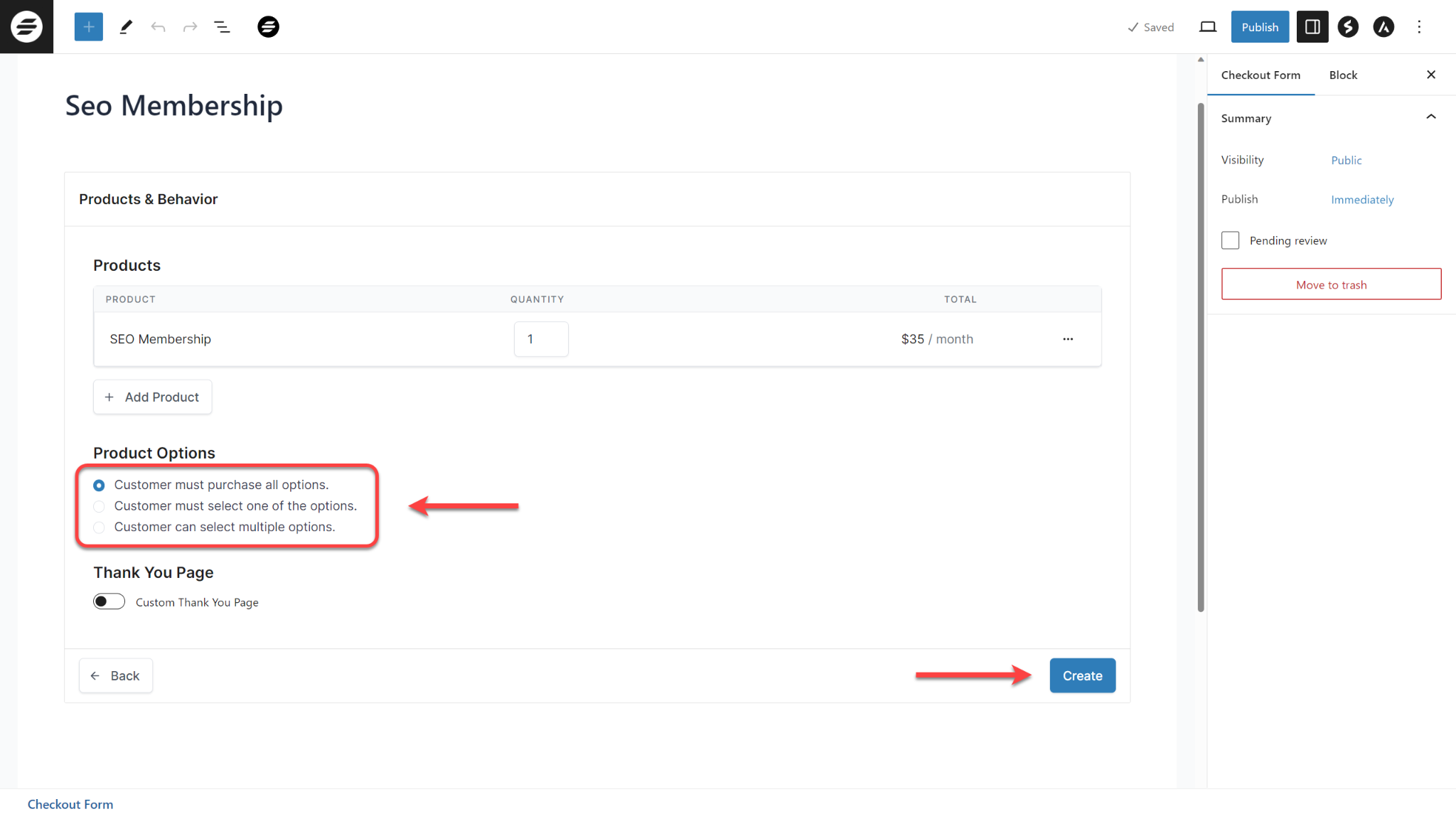 How to Add a New Checkout Form SureCart Forms Product Options
