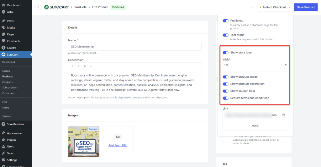 How to Set Up Instant Checkout Pages SureCart Instant Checkout