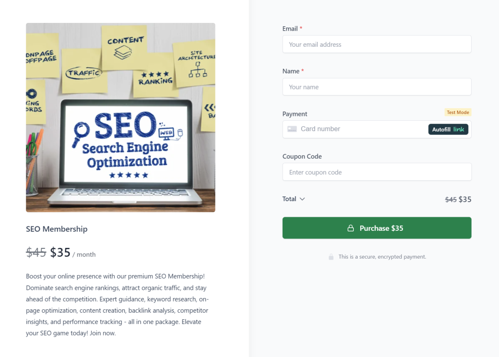 How to Set Up Instant Checkout Pages SureCart Instant Checkout sample