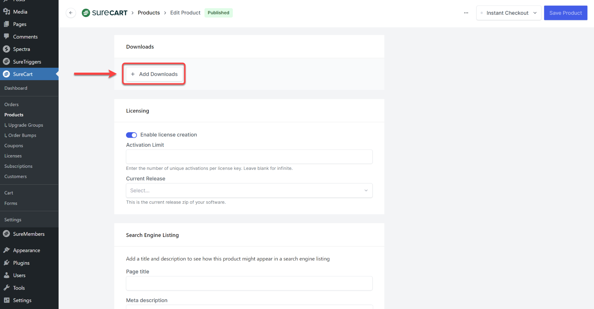 How Licenses Work in SureCart SureCart License Add Downloads