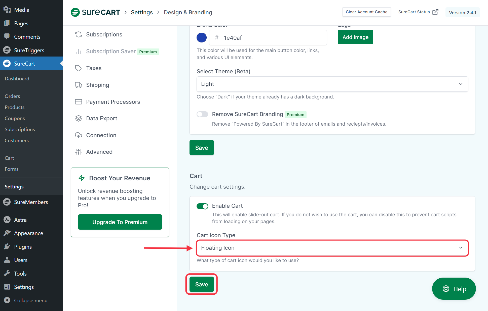 How to Enable & Disable Slide-out Cart SureCart Slide Out Cart Floating Icon