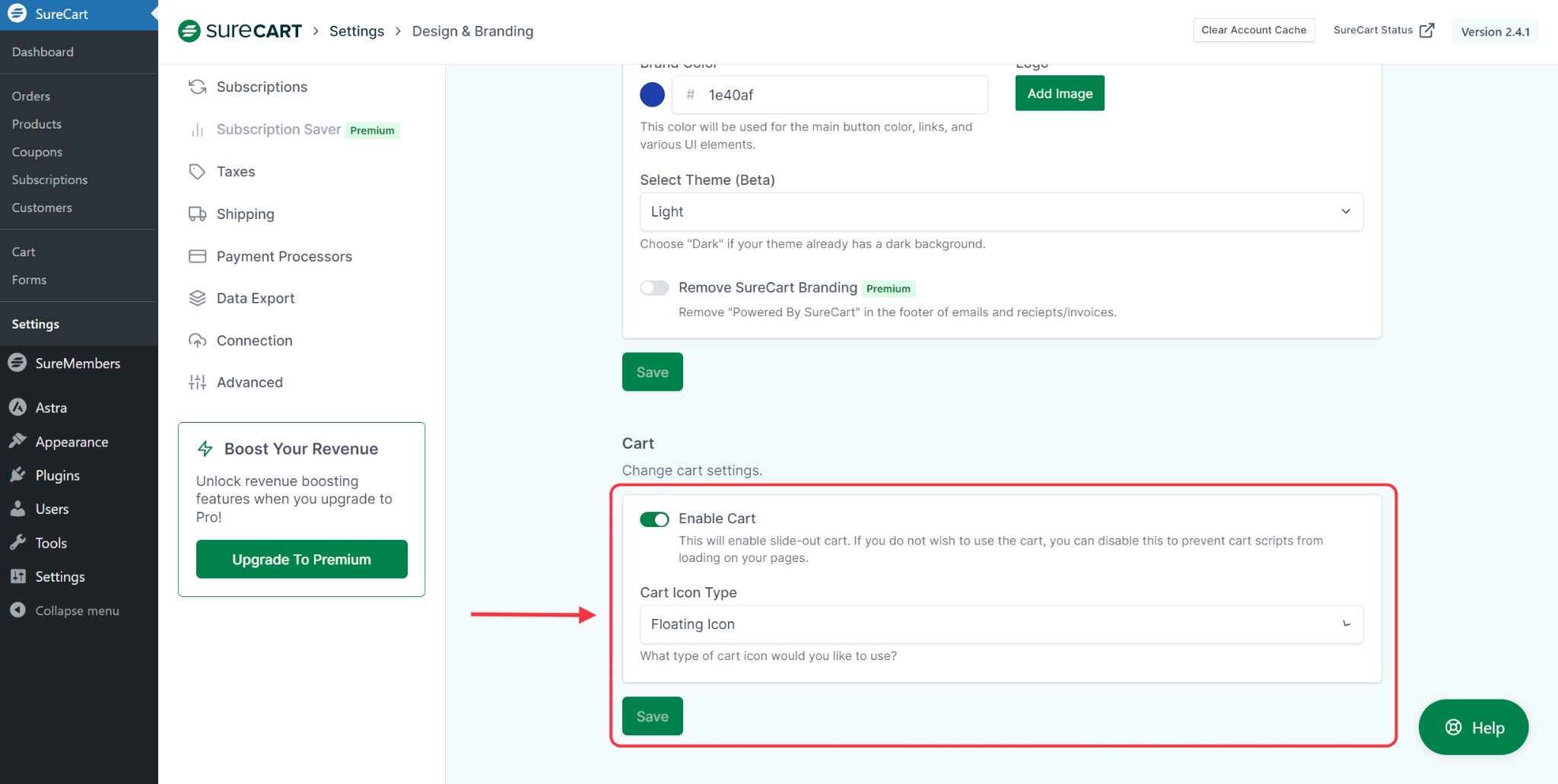 How to Enable & Disable Slide-out Cart SureCart Slide Out Cart