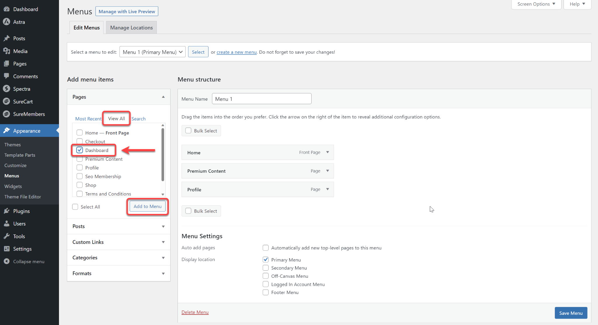 How Can Customers Access the Dashboard Add Dashboard to Menu