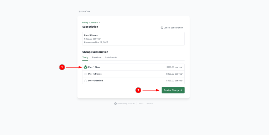 How to Switch Your Plans on SureCart Store Image 95 1024x514
