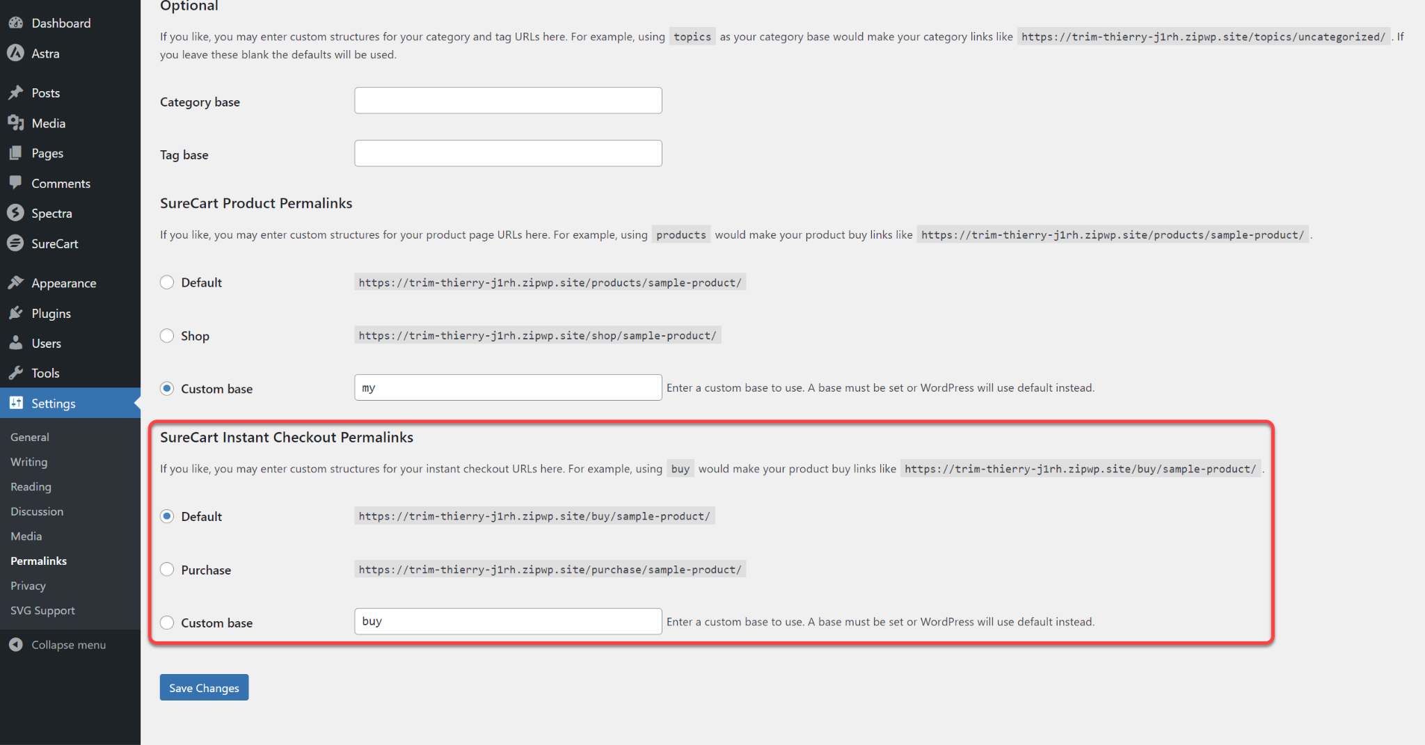 How to Change the Permalinks & URL Slug for SureCart Product & Instant Checkout Page SureCart Instant Checkout Permalinks