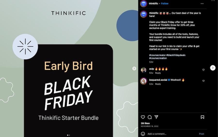 Thinkific black Friday promotion
