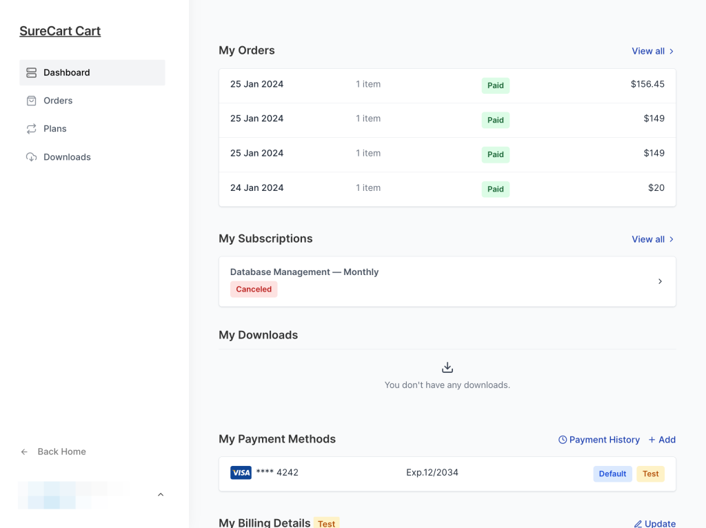 Customer Dashboard Shortcodes Customer dashboard with all shortcodes