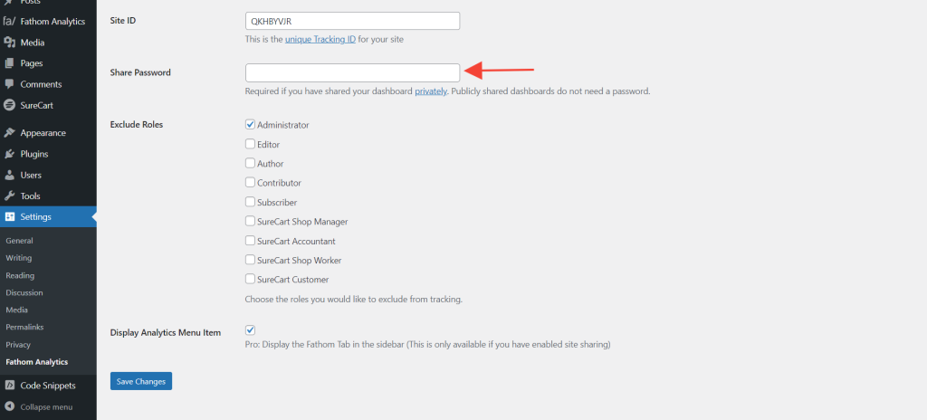 Fathom Analytics Integration Guide Share Password