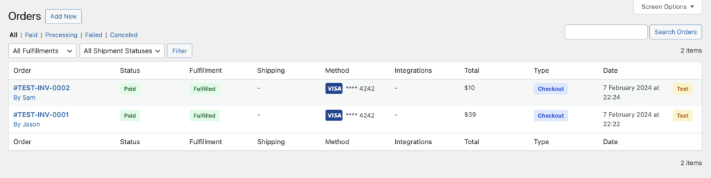 Orders & Receipts Sequential Invoice