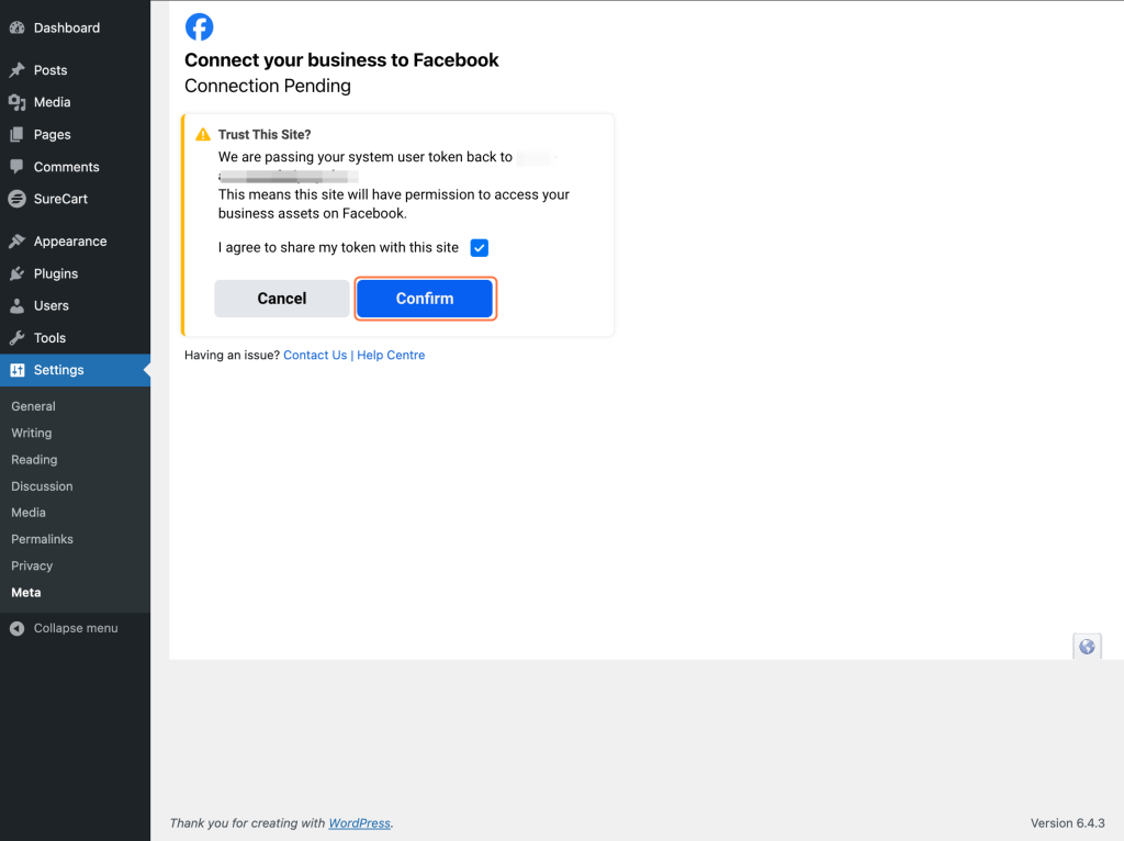 Facebook Pixel Integration Confirm Connection