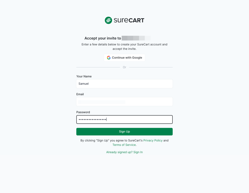 How to Invite Team Members To Your SureCart Store Create/Login