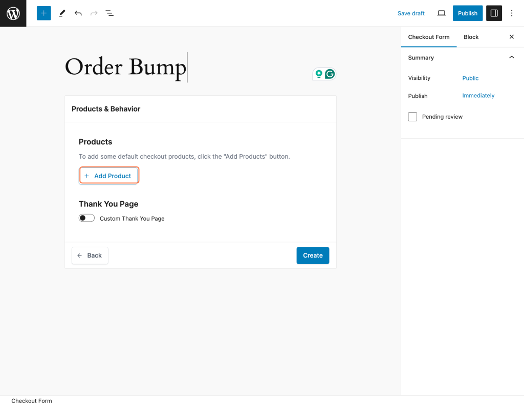 Customizing Order Bump Placement Add Product