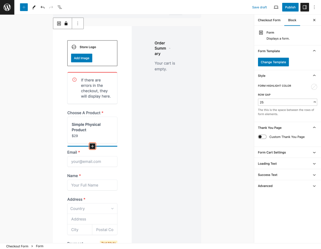Customizing Order Bump Placement Add a Block
