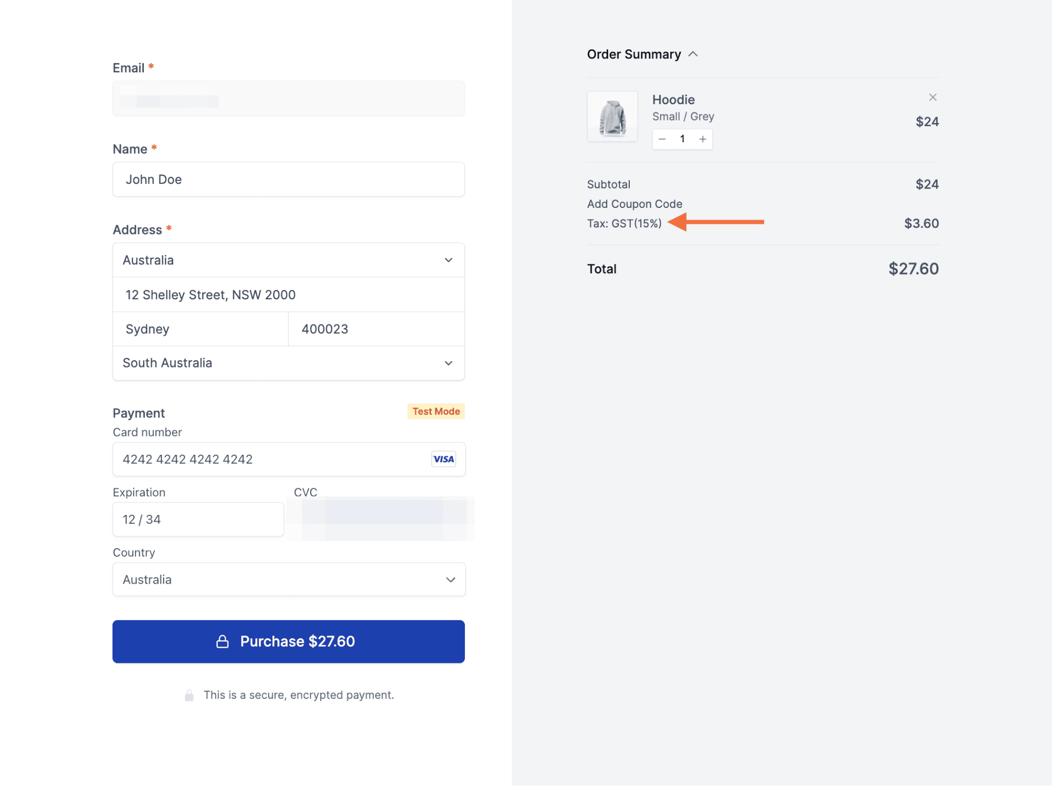 Australian Product Tax Override