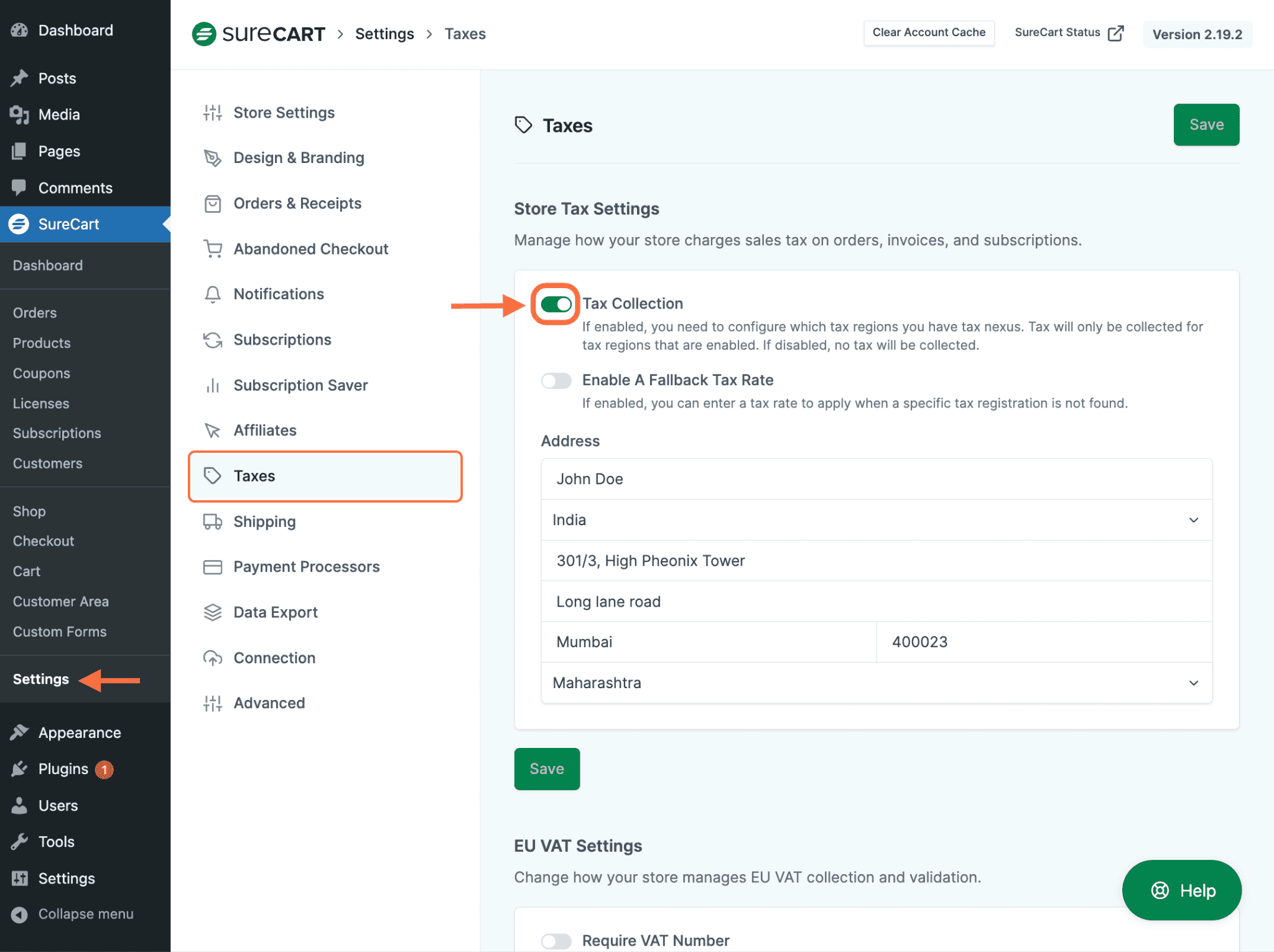 Enable Tax Collection