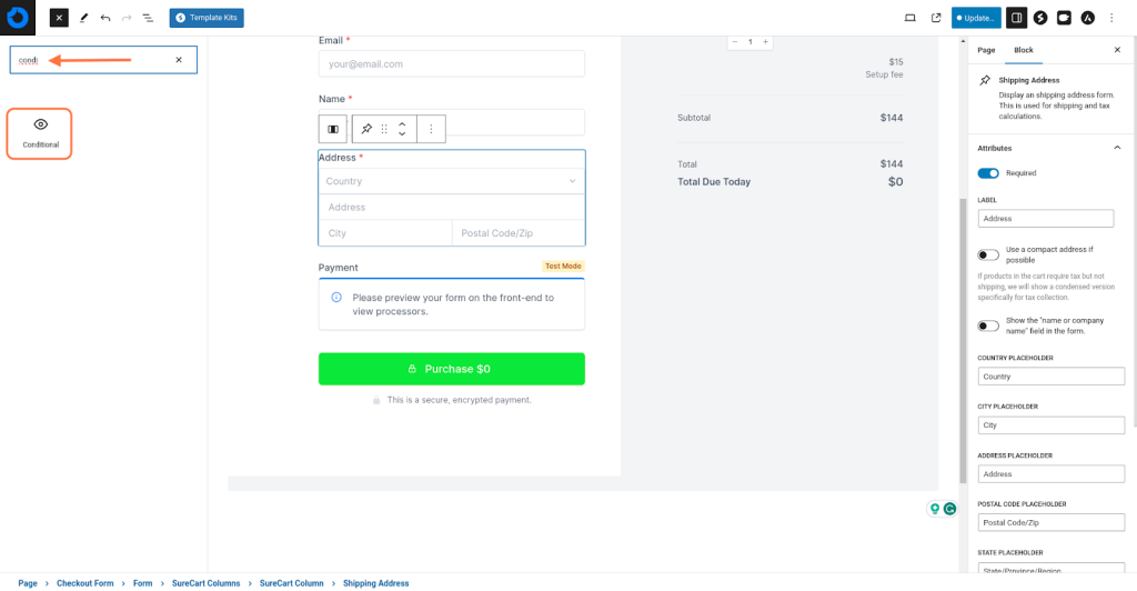 Create Advanced Checkouts With the Conditional Block Search for Conditional