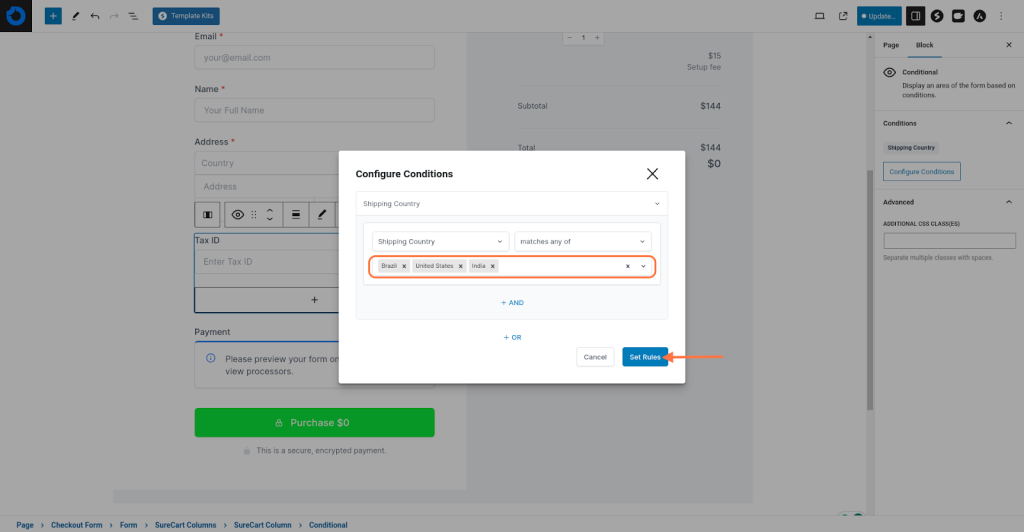 Create Advanced Checkouts With the Conditional Block Set Rules