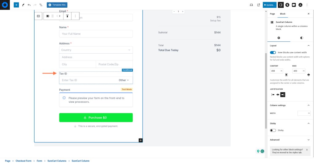 Create Advanced Checkouts With the Conditional Block Tax ID Field