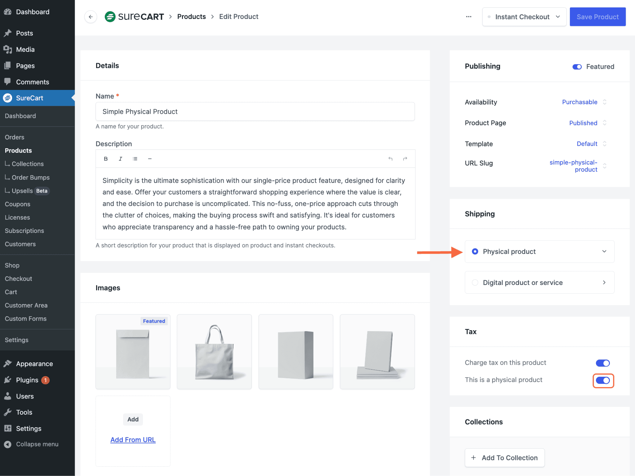  Physical products options
