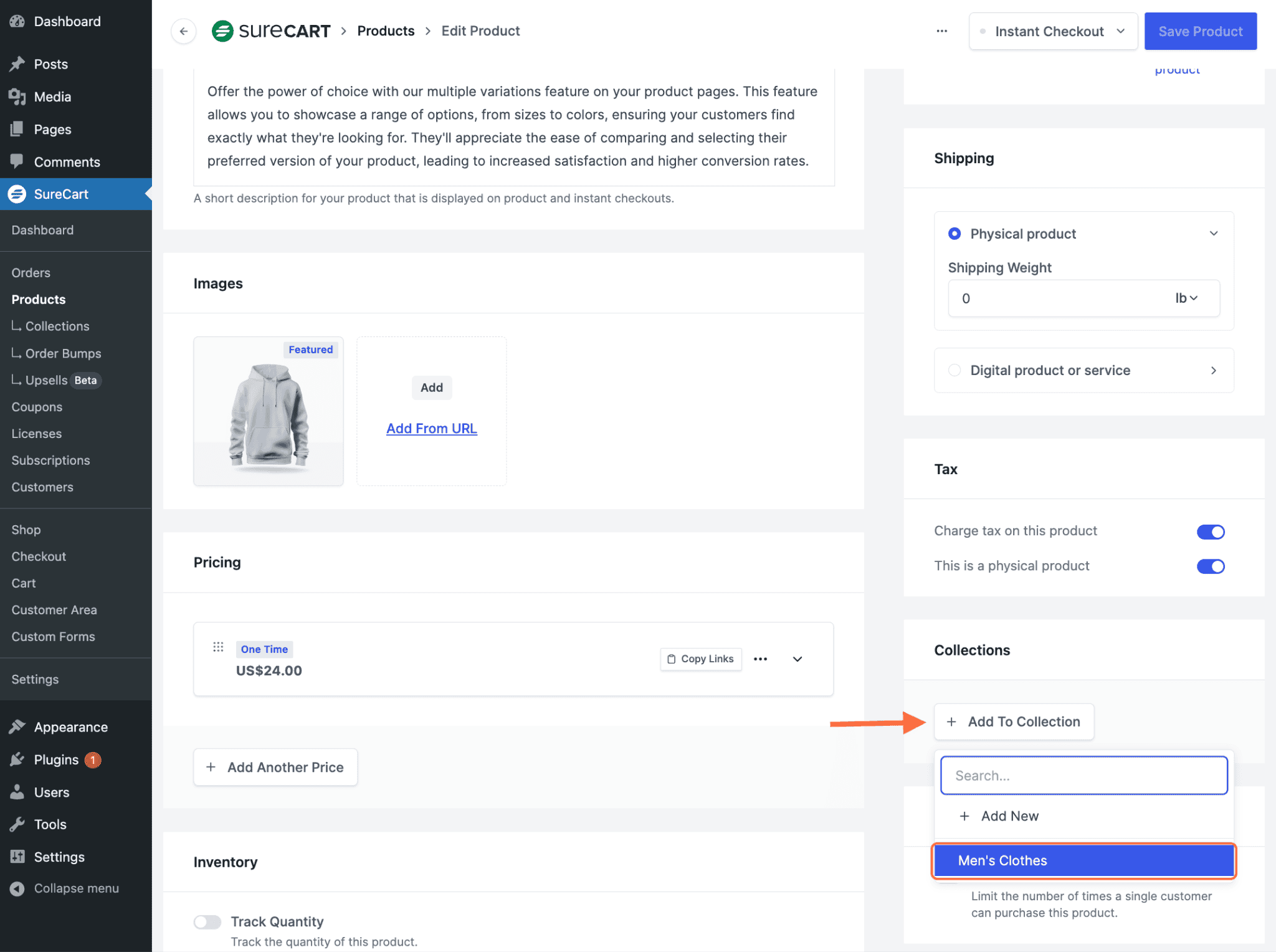 Products > Add to Collection