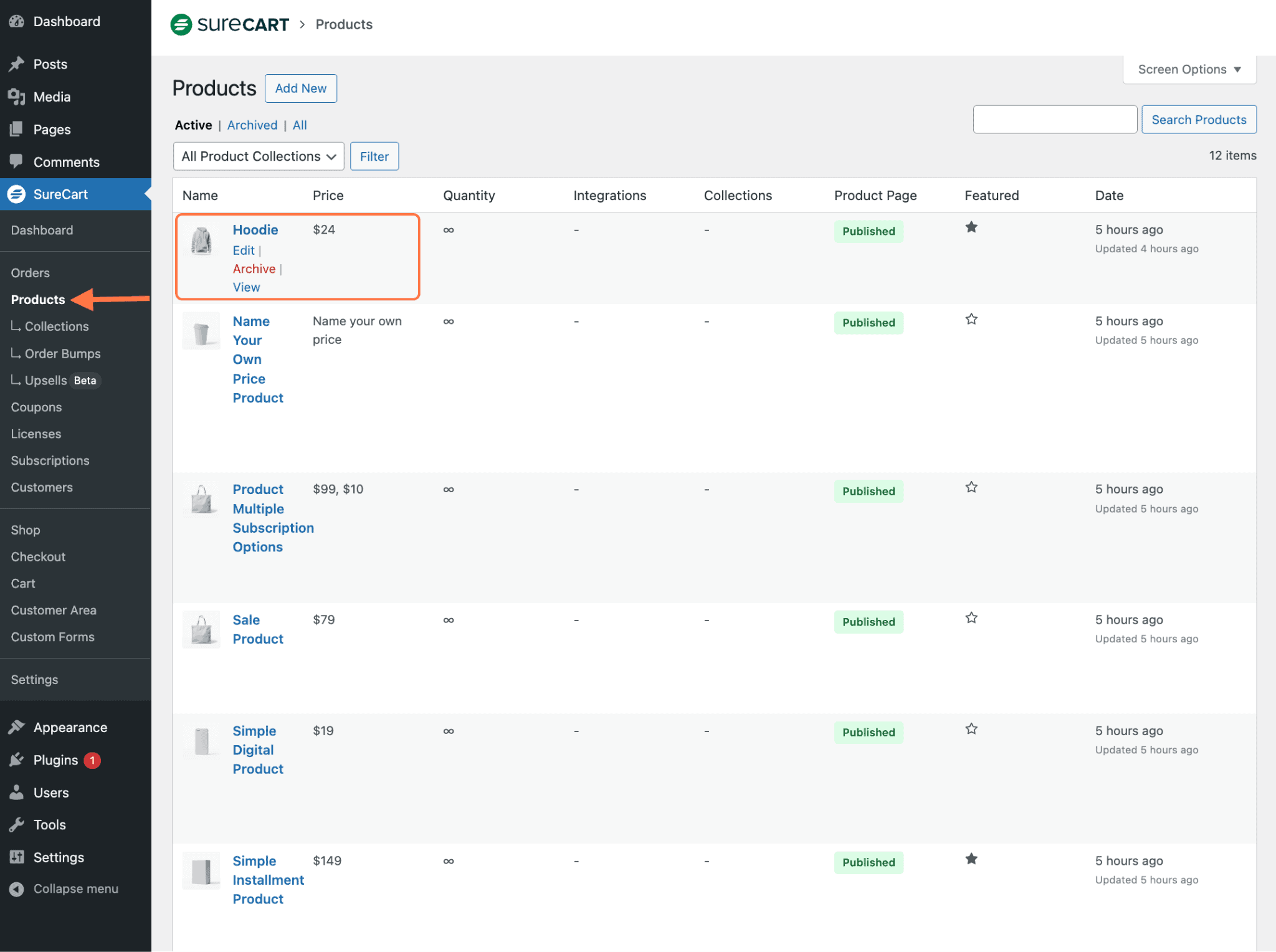 Products > Select Any Product