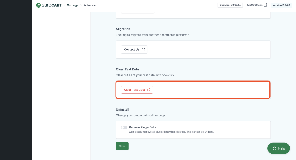 How to Clear Test Data Click on the Clear Test Data button.