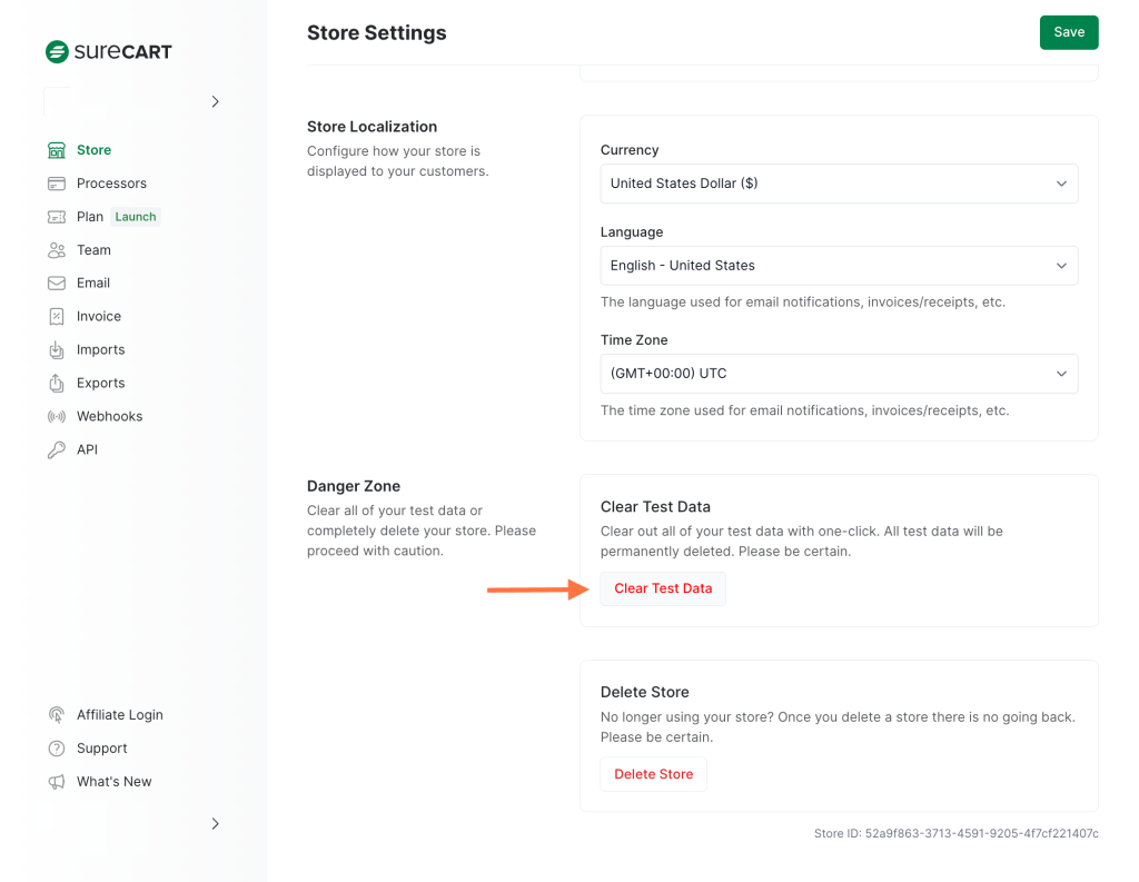 How to Clear Test Data After logging in, you will be redirected to the Settings page, where you can click "Clear Test Data".