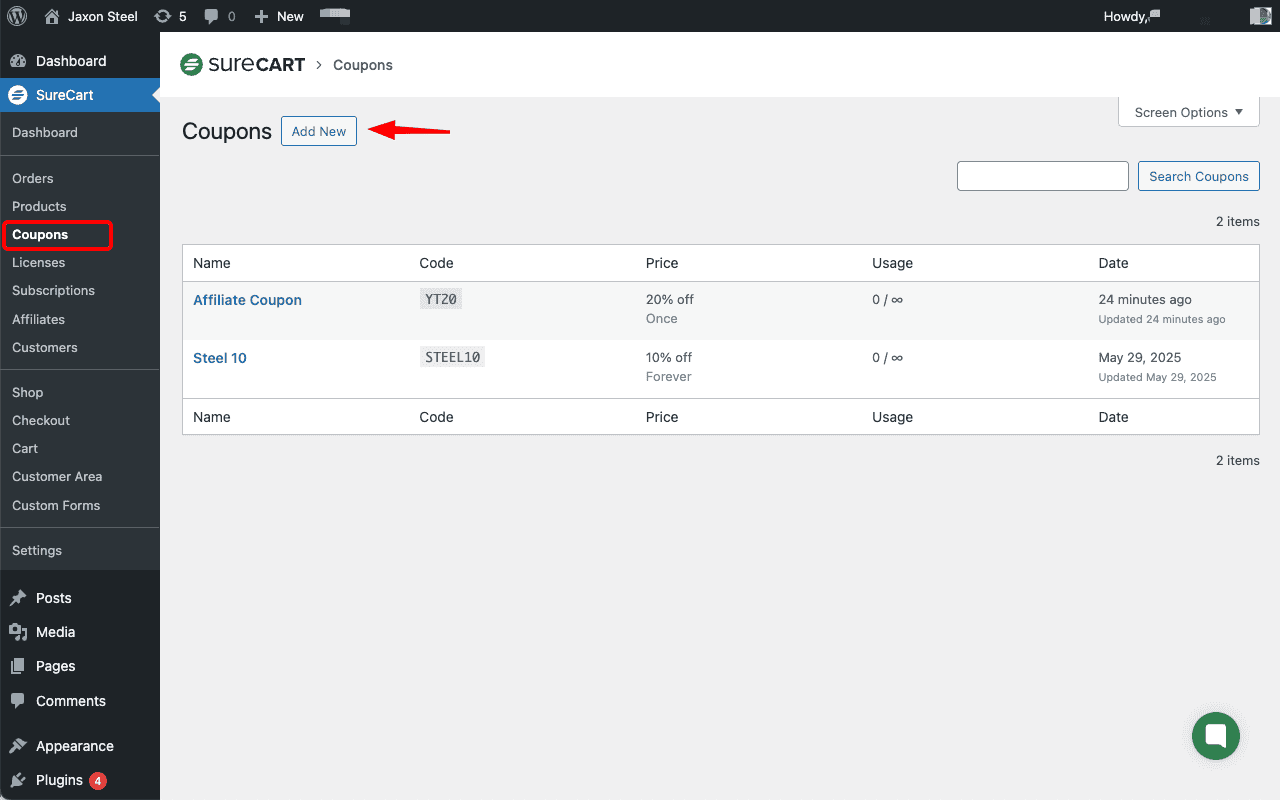 How to Create Affiliate Coupon Codes in SureCart - SureCart