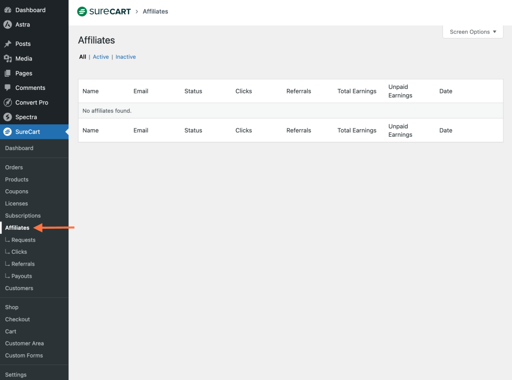 Managing Affiliates in SureCart SureCart > Affiliates