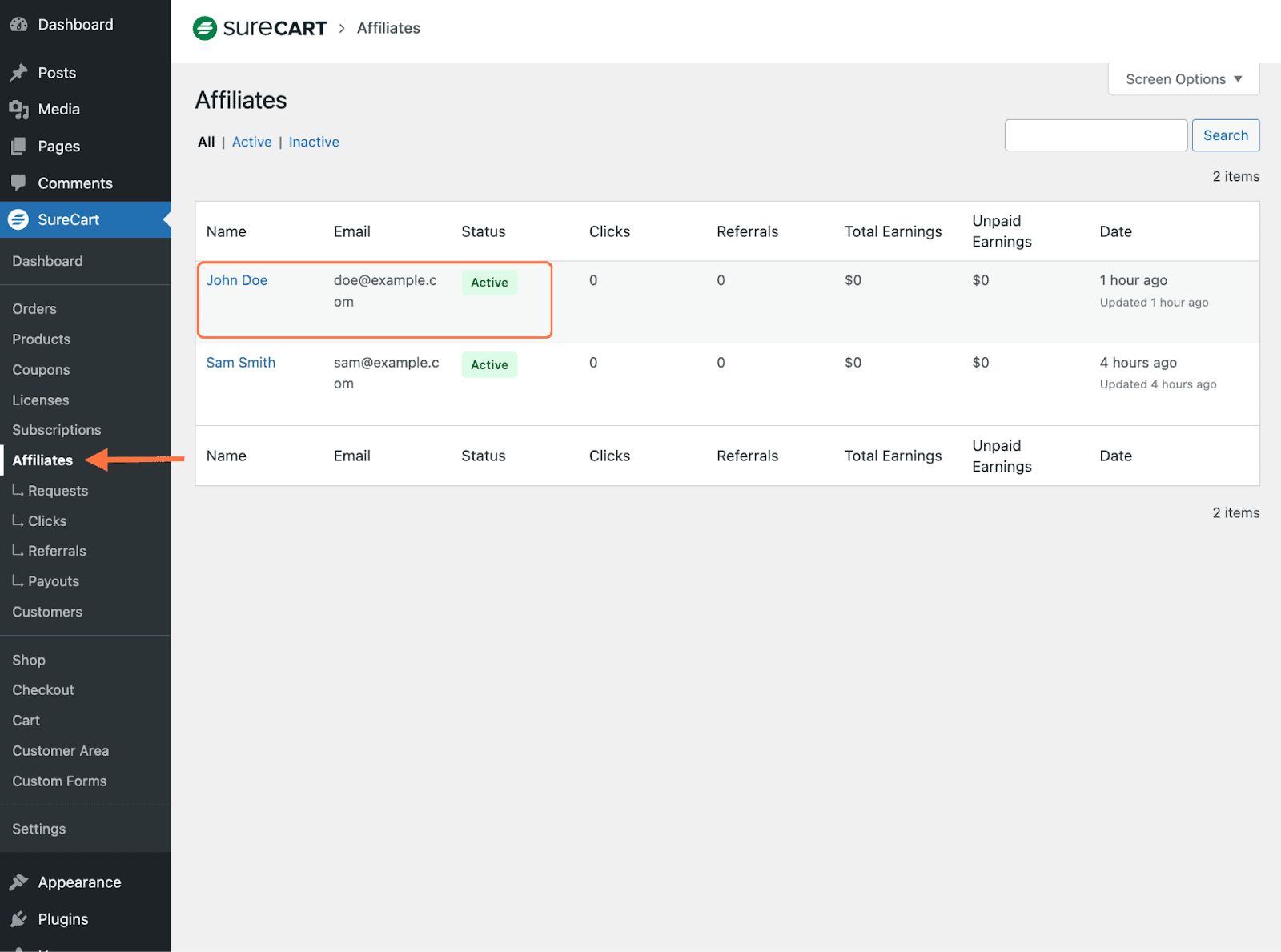 How to Override Commission Amounts for Certain Affiliates Affiliates tab