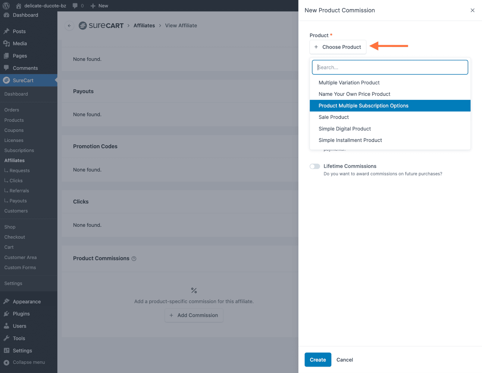 How to Override Commission Amounts for Certain Affiliates choose product