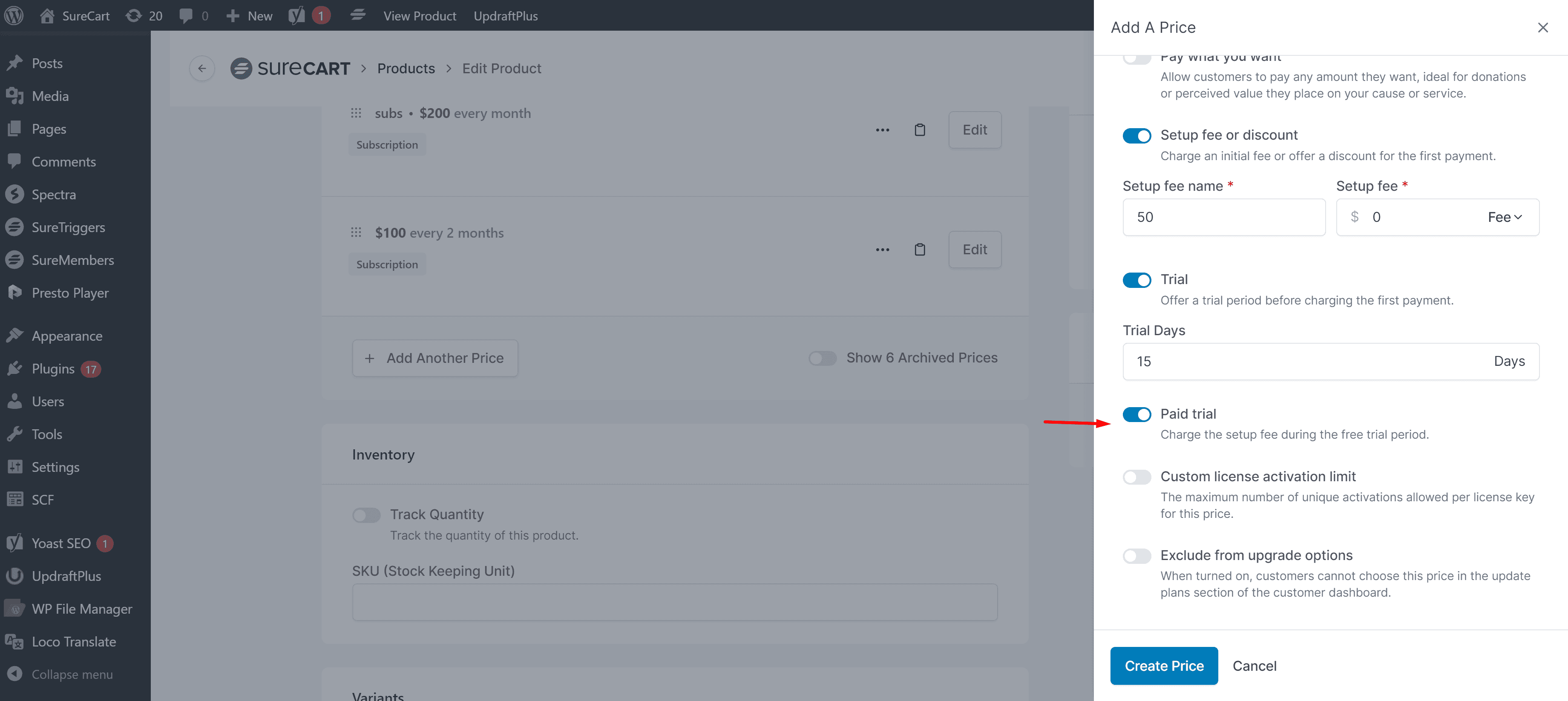 How to Charge Set Up Fee on Trials Image 9