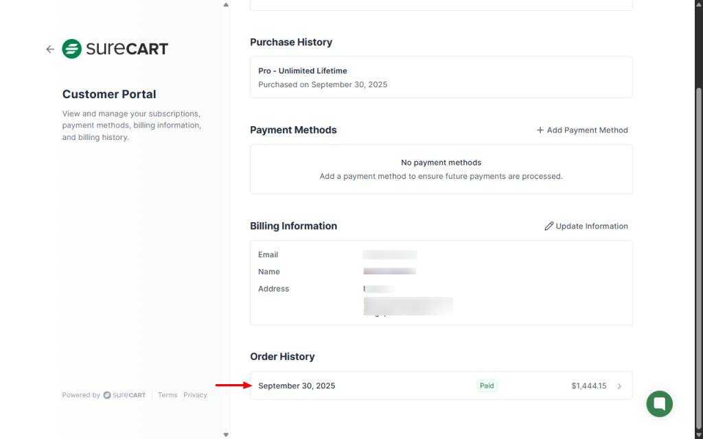 How to Download SureCart Purchase Invoice Image 2 1024x640