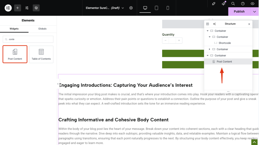 How to Create and Edit Product Content (Long Description) in Elementor Image 5 1024x573