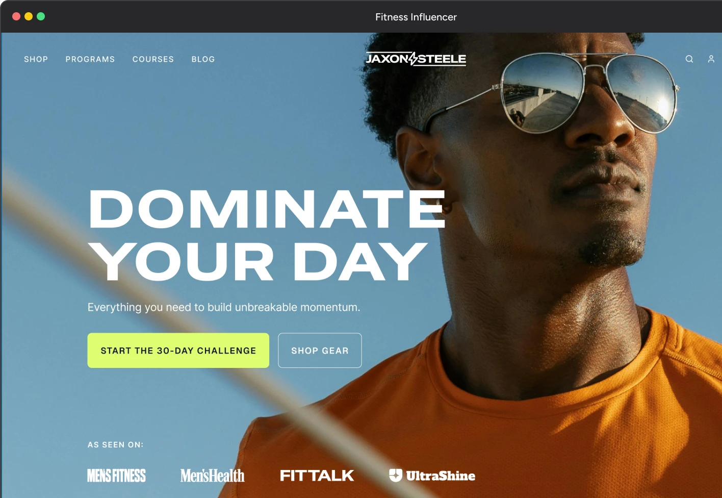 Physical Good Website Example