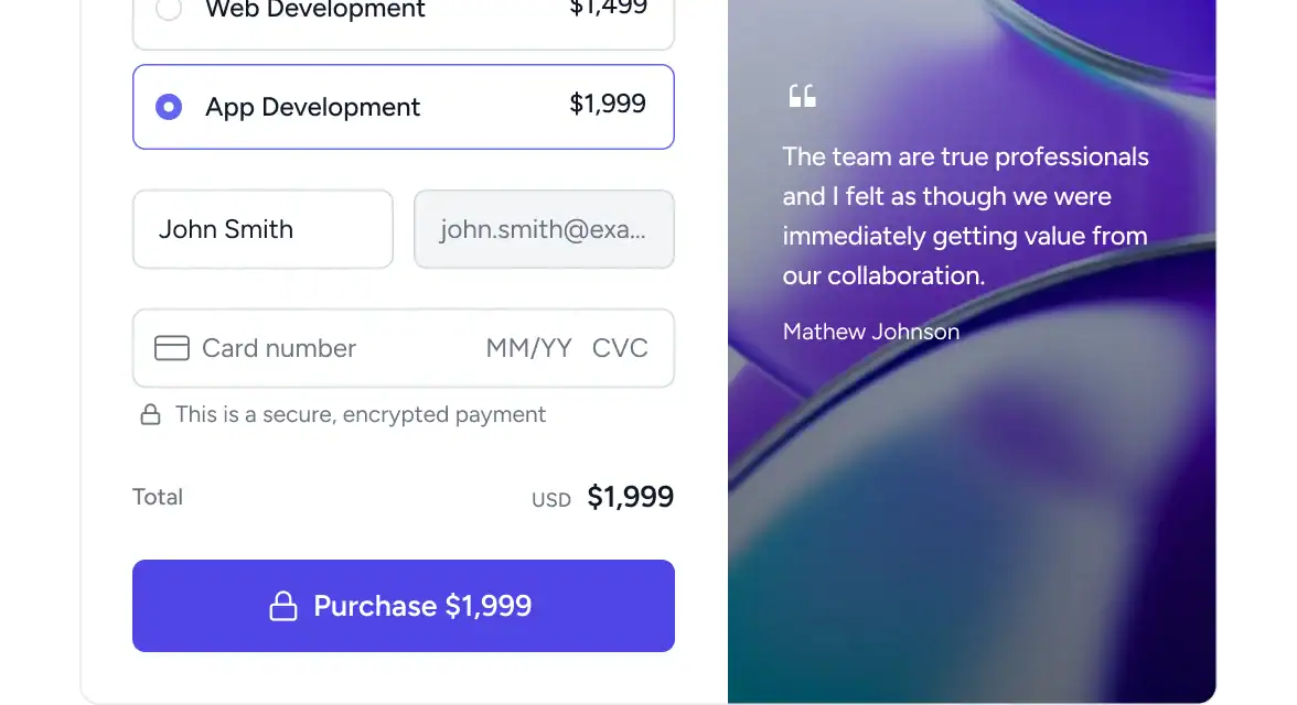 SureCart one-time purchase payment checkout screen