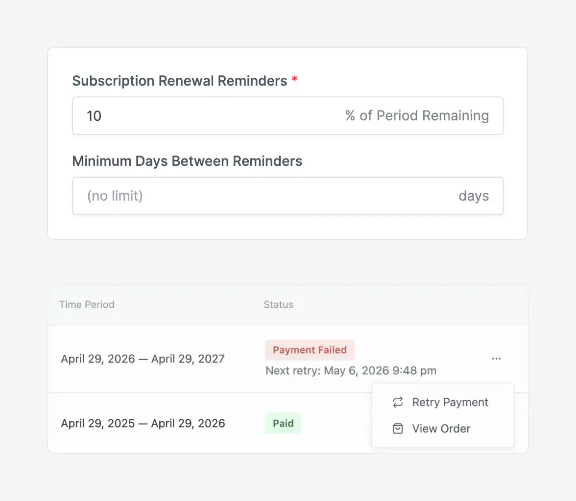 SureCart Payment Recovery and Renewal Reminders Dashboard