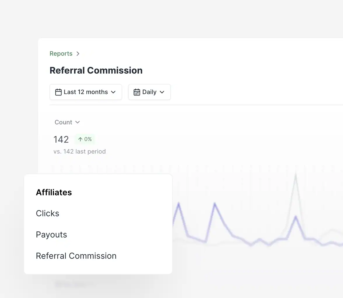 SureCart referral tracking dashboard showing affiliate clicks and conversions